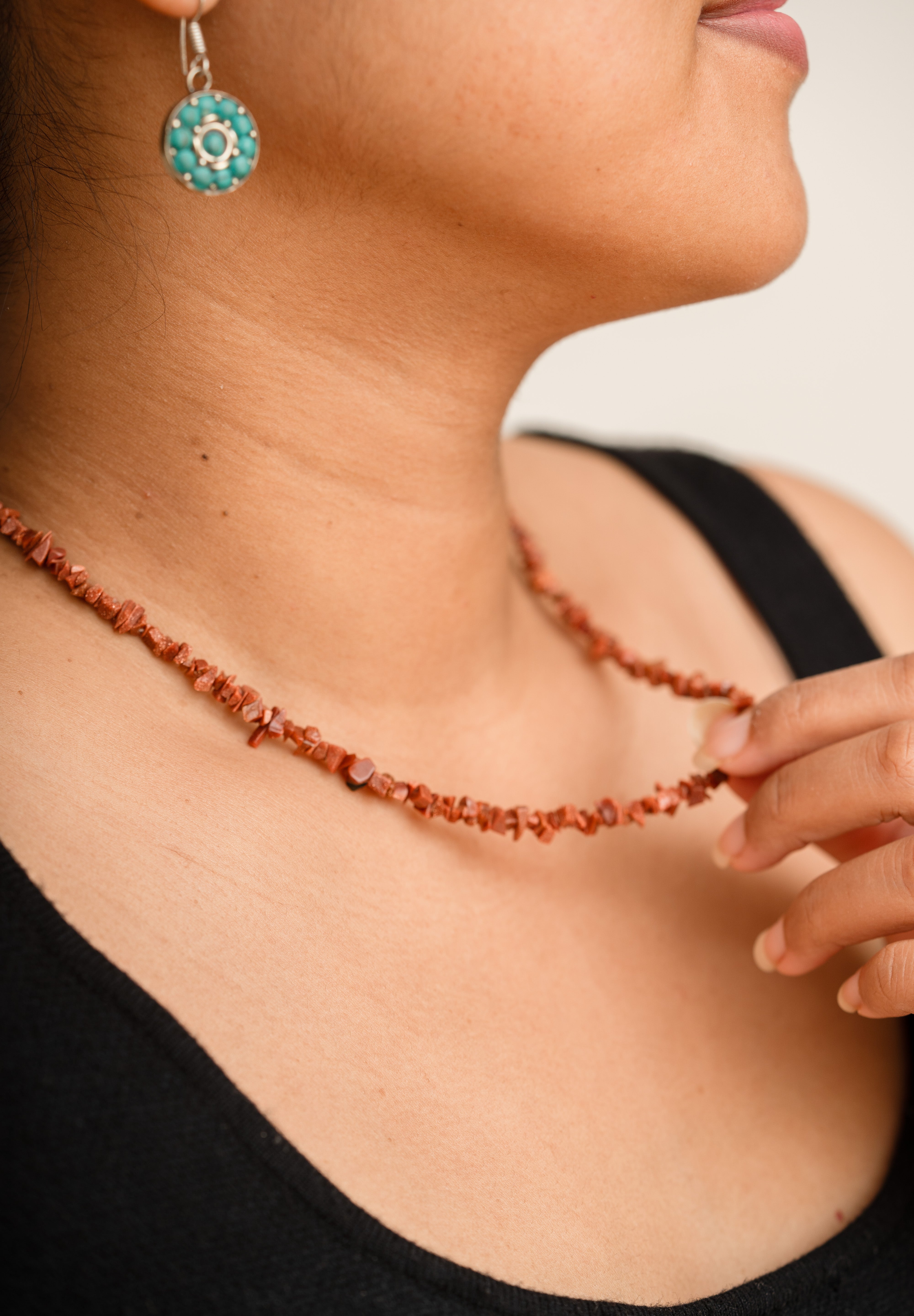 Red Jasper crystal chips necklace