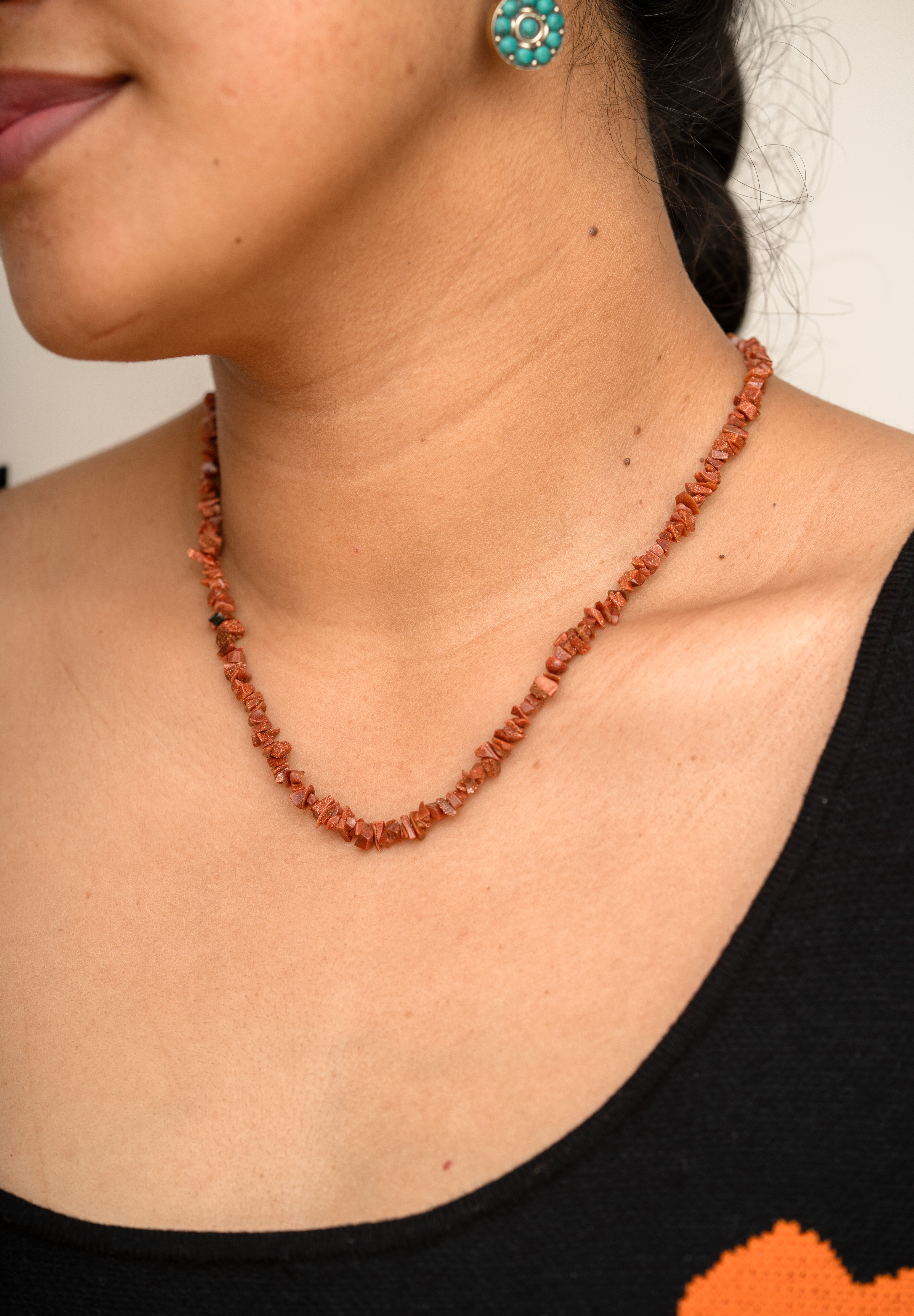 Red Jasper crystal chips necklace