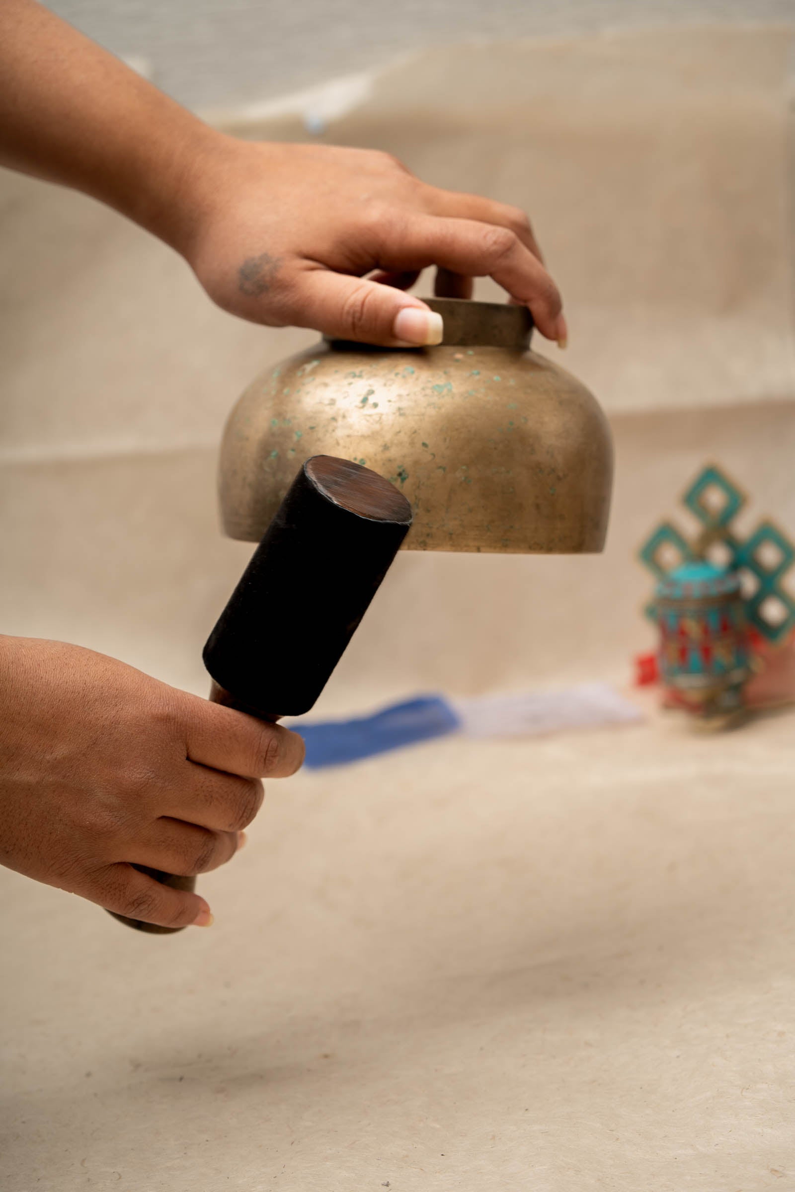 Antique-Style Naga Singing Bowl - Handcrafted Tibetan Bowl