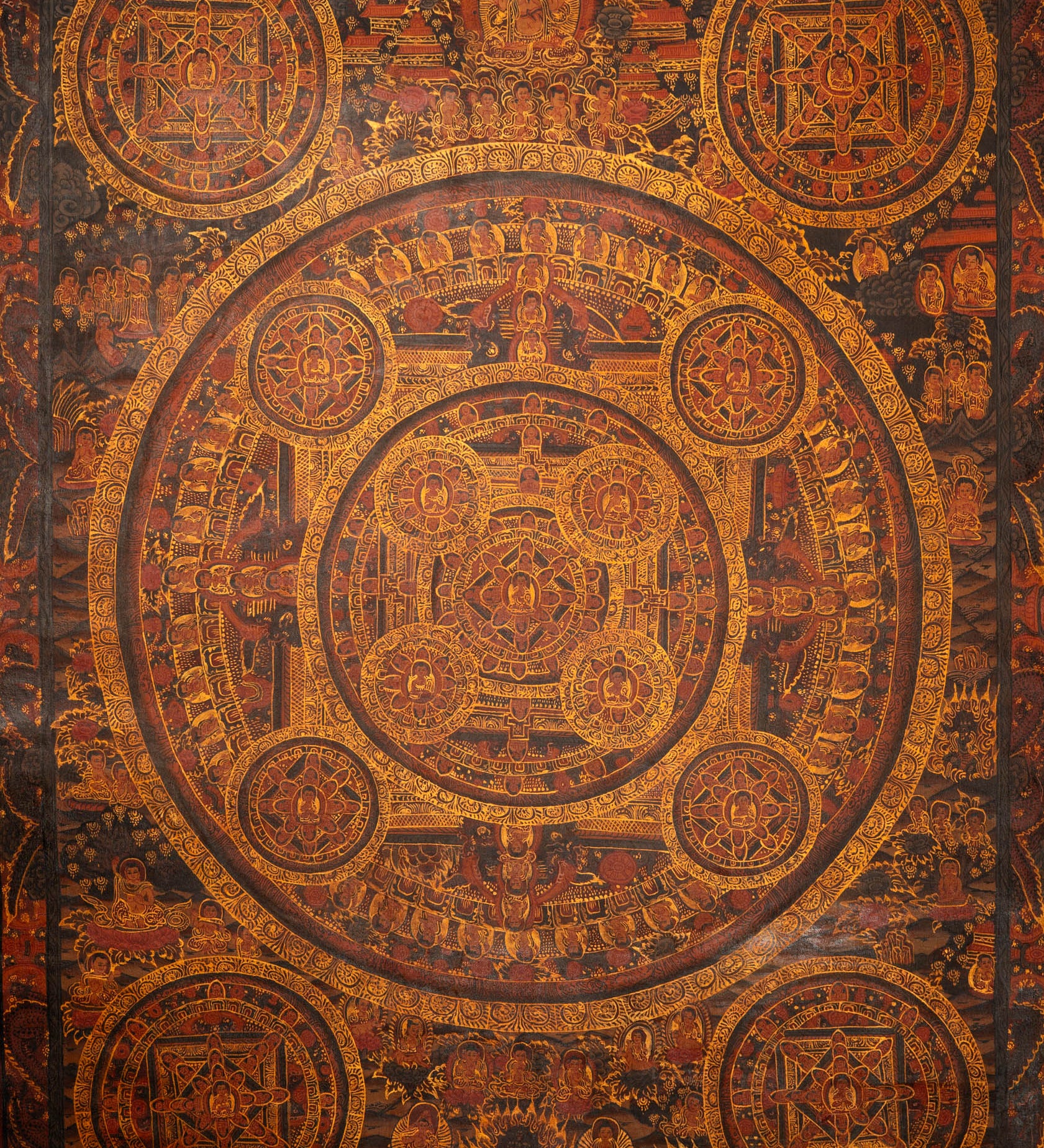 Antique Buddha Mandala Thangka - Sacred Painting