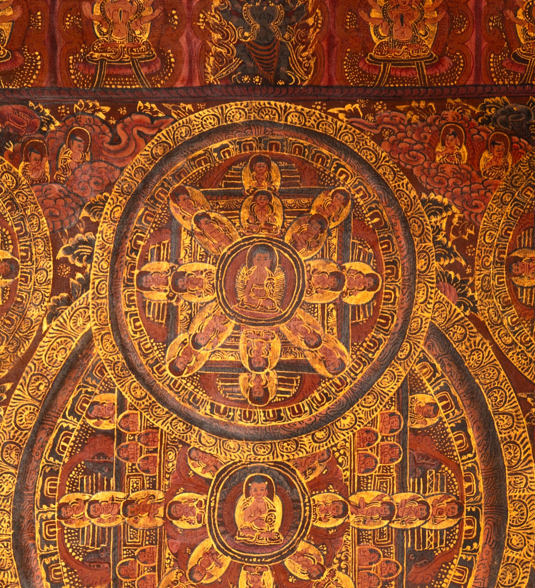 Antique Buddha Mandala Thangka Painting for wall hanging decor.