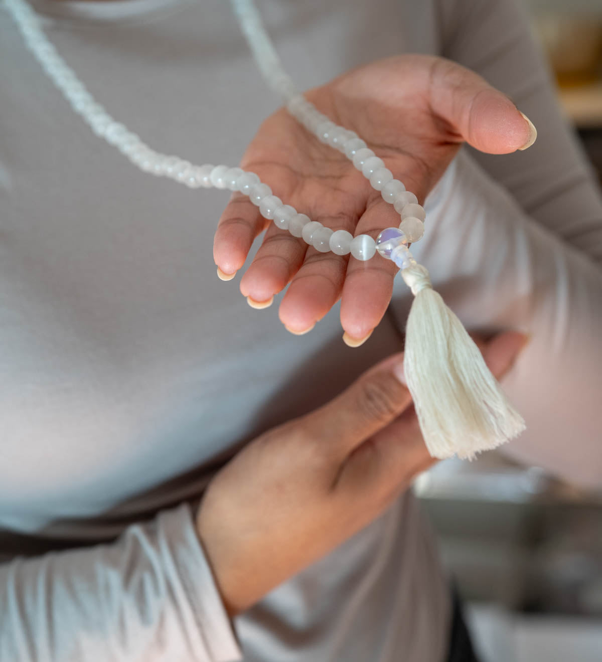 Selenite Mala – 108 Beads for Energy Cleansing