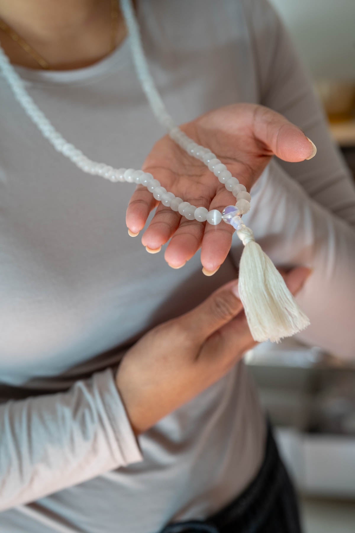 Selenite Mala – 108 Beads for Energy Cleansing