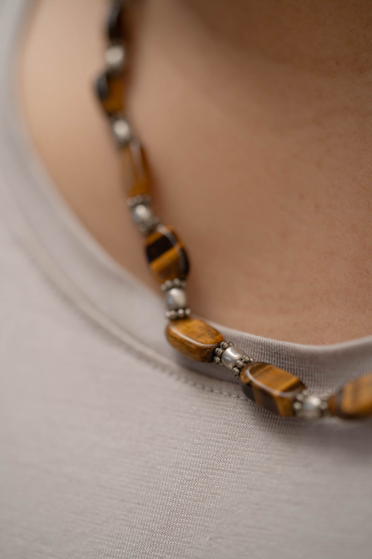 Tiger Eye Stone Beaded Necklace