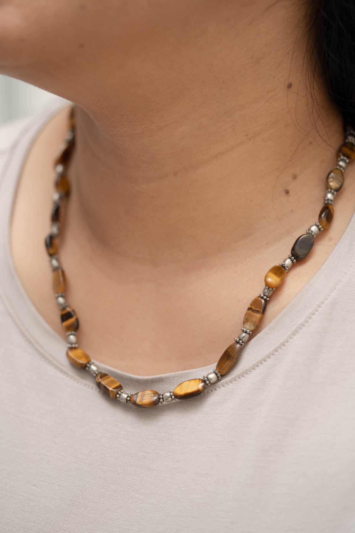 Tiger Eye Stone Beaded Necklace