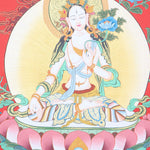 White Tara thangka is a powerful meditation tool, linking the practitioner to White Tara's love and wisdom.