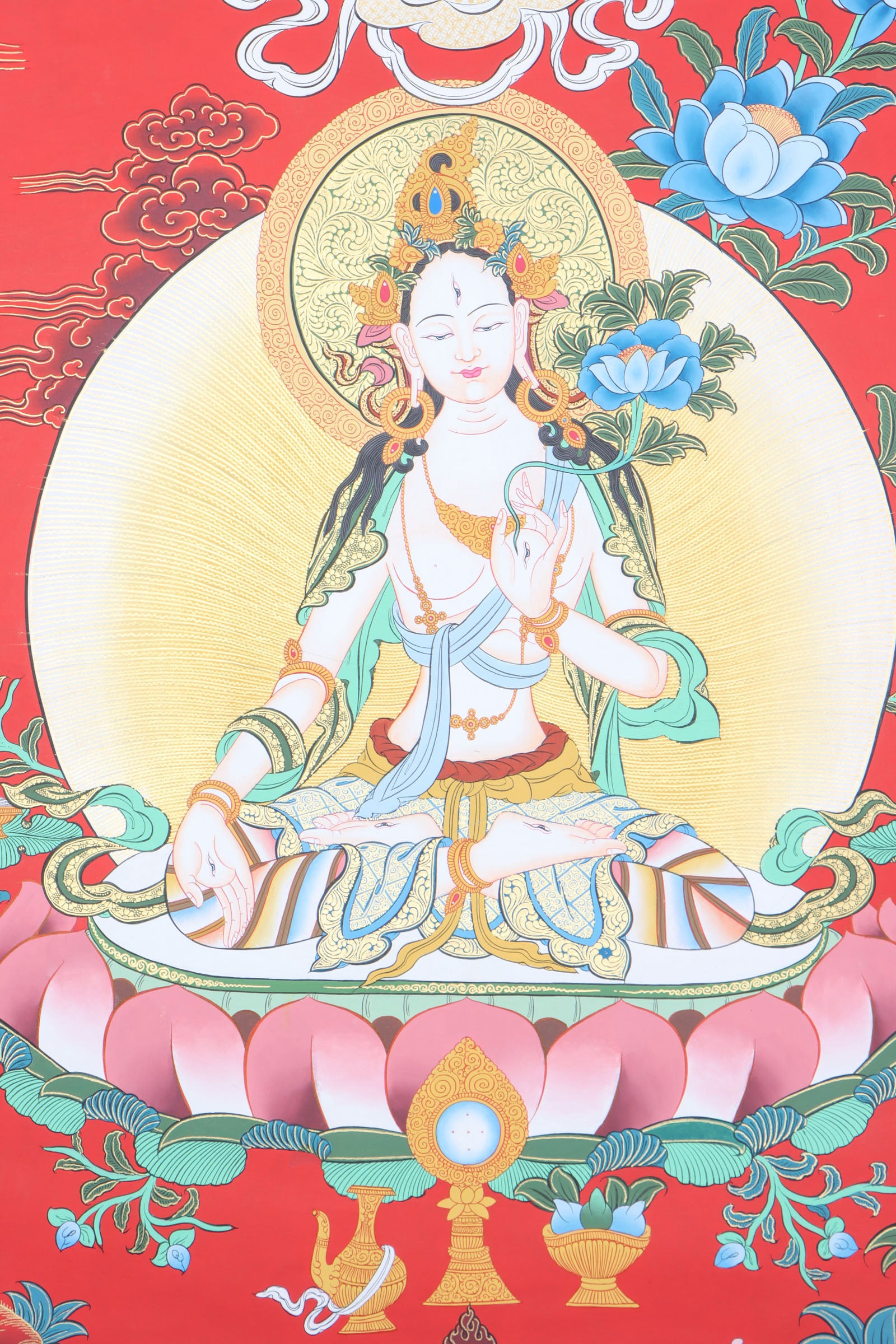 White Tara thangka is a powerful meditation tool, linking the practitioner to White Tara's love and wisdom.