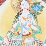 White Tara thangka is a powerful meditation tool, linking the practitioner to White Tara's love and wisdom.