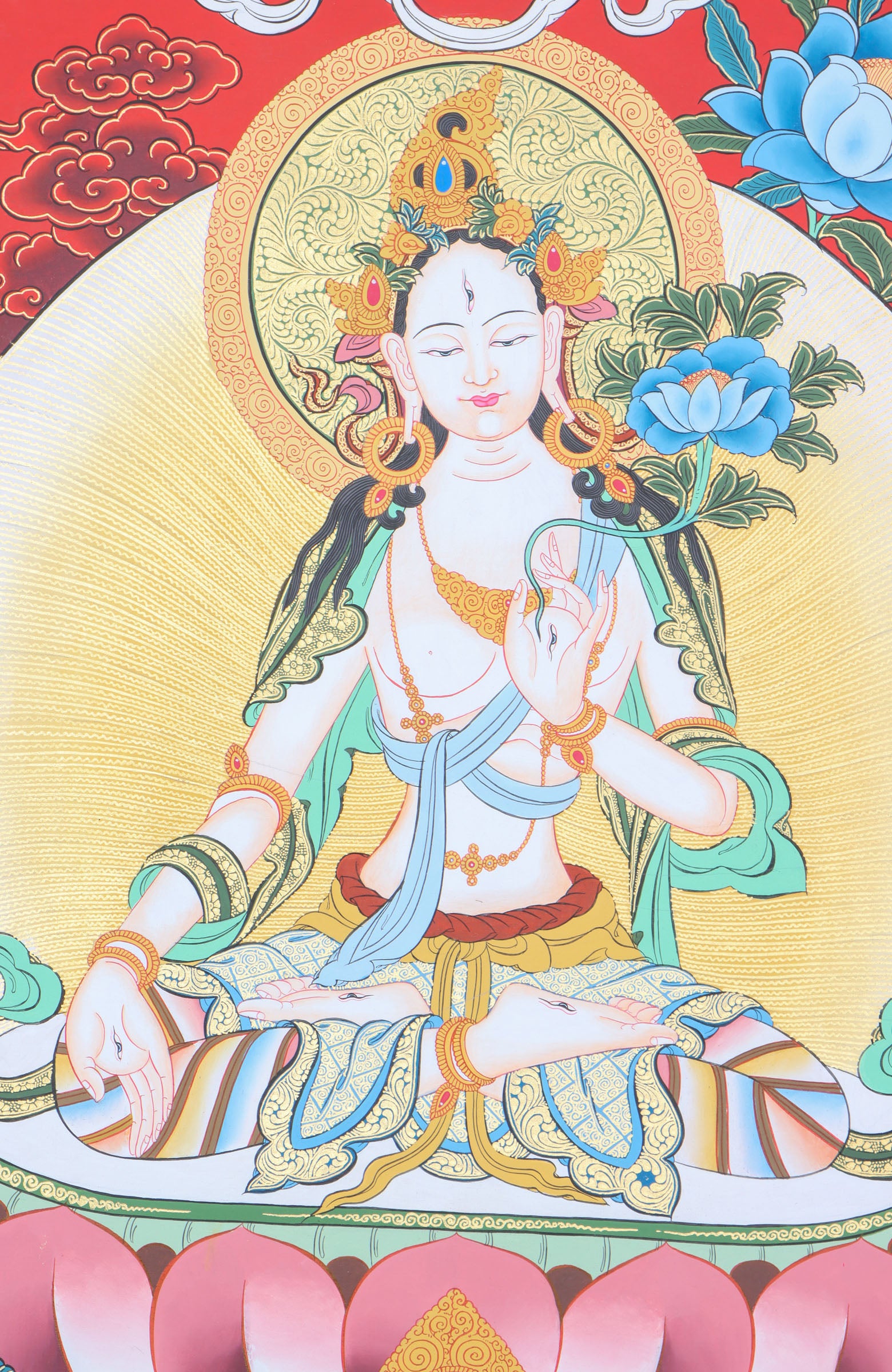 White Tara thangka is a powerful meditation tool, linking the practitioner to White Tara's love and wisdom.