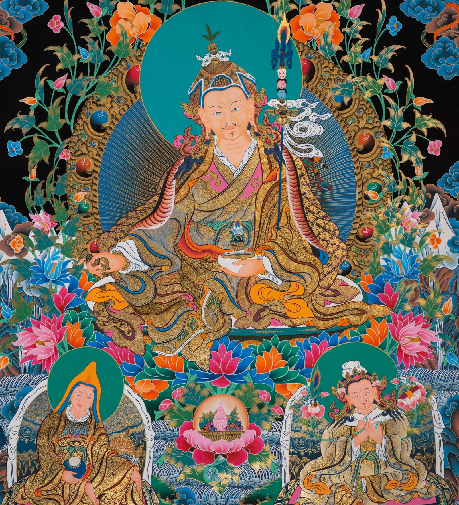Guru Rinpoche Meditation Thangka - Handpainted Art