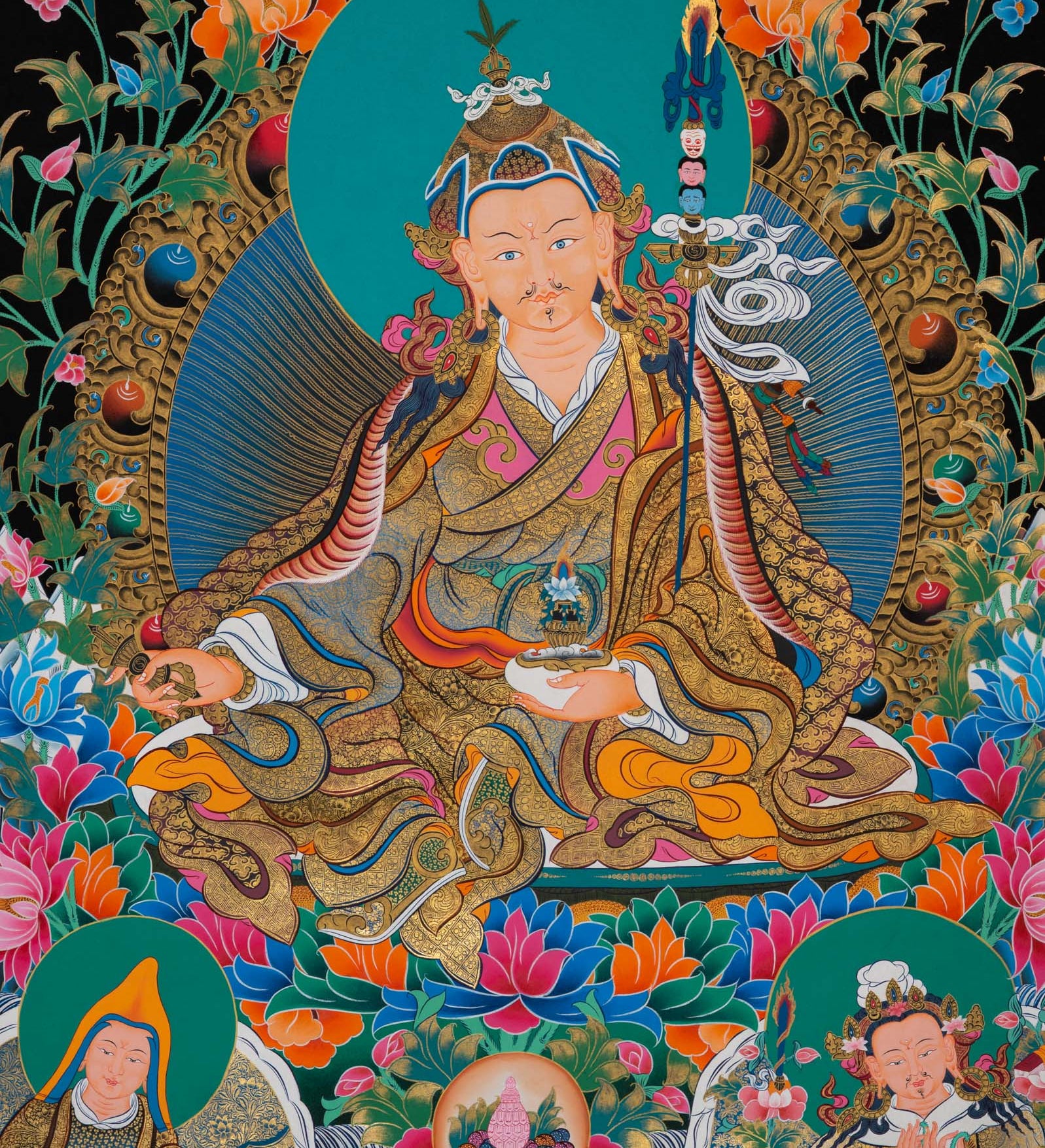 Guru Rinpoche Meditation Thangka - Handpainted Art