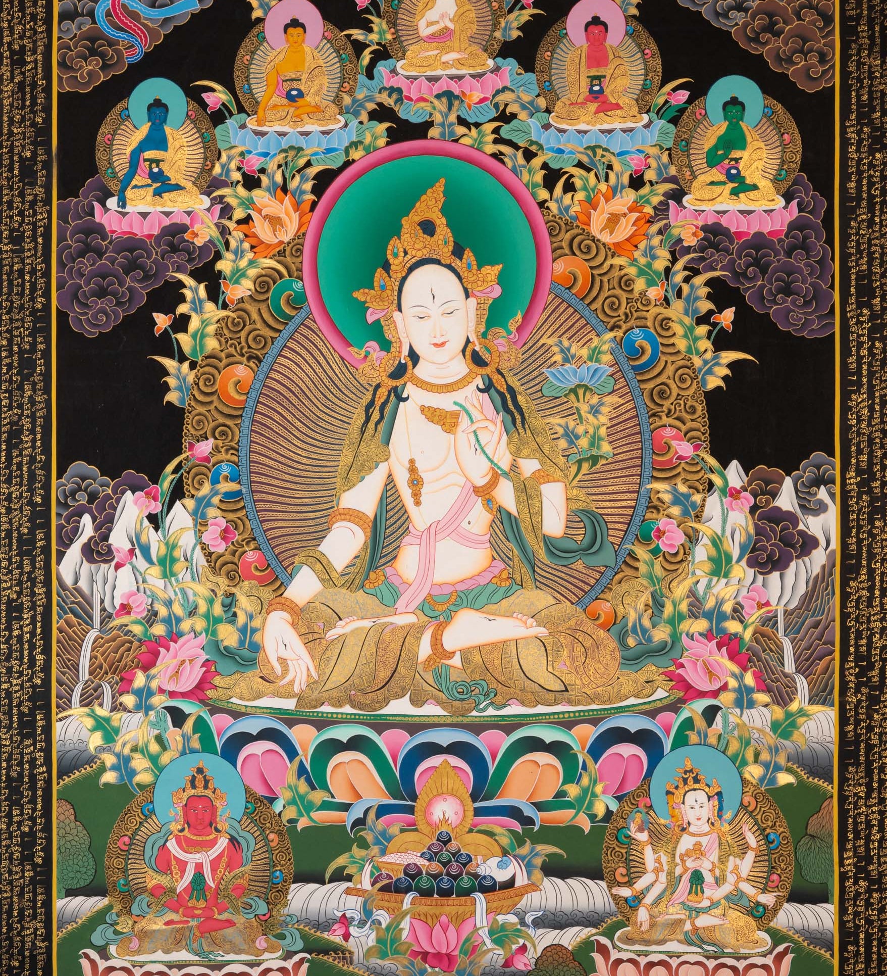 White Tara Thangka - Sacred Tibetan Painting