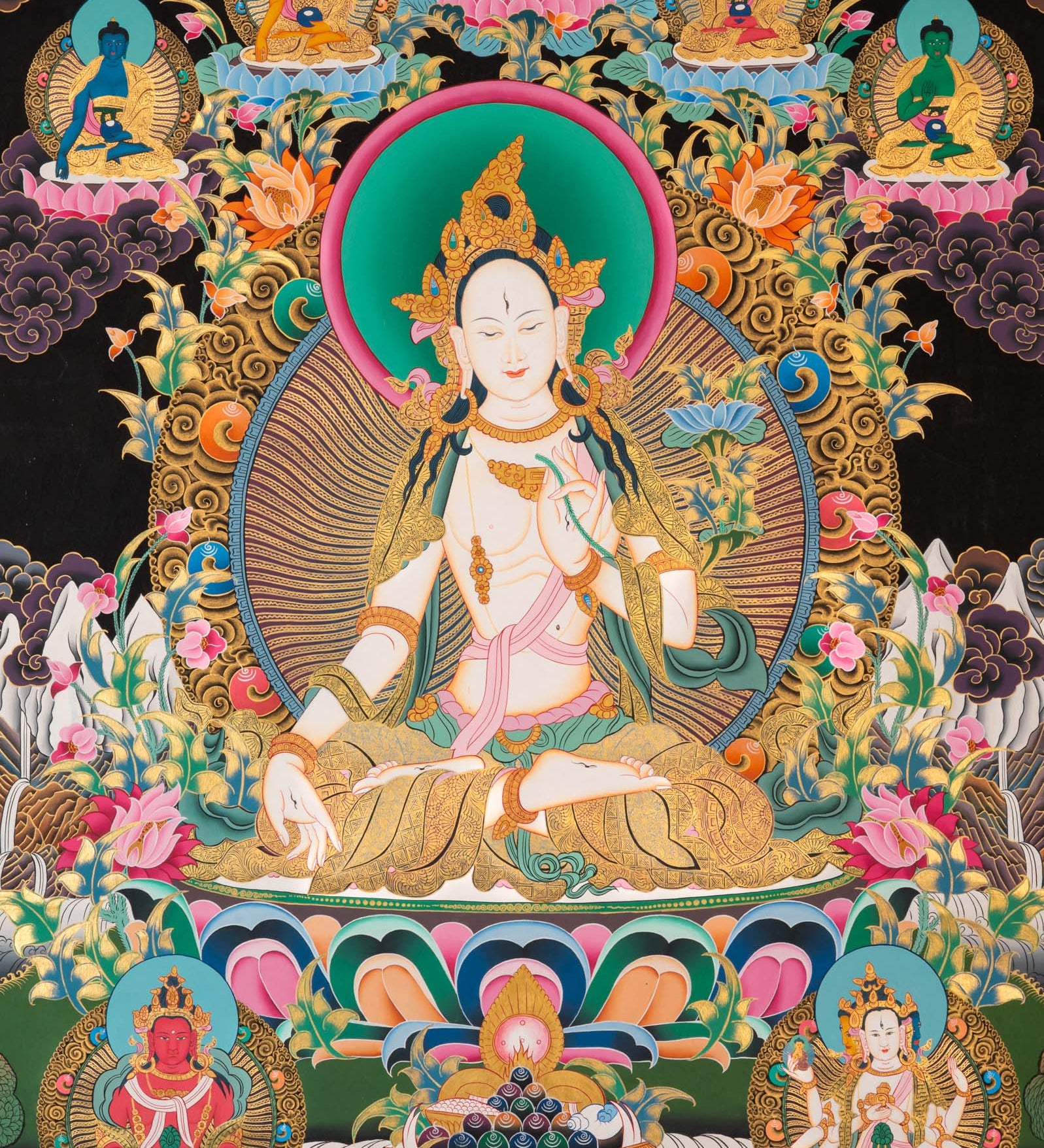 White Tara Thangka - Sacred Tibetan Painting