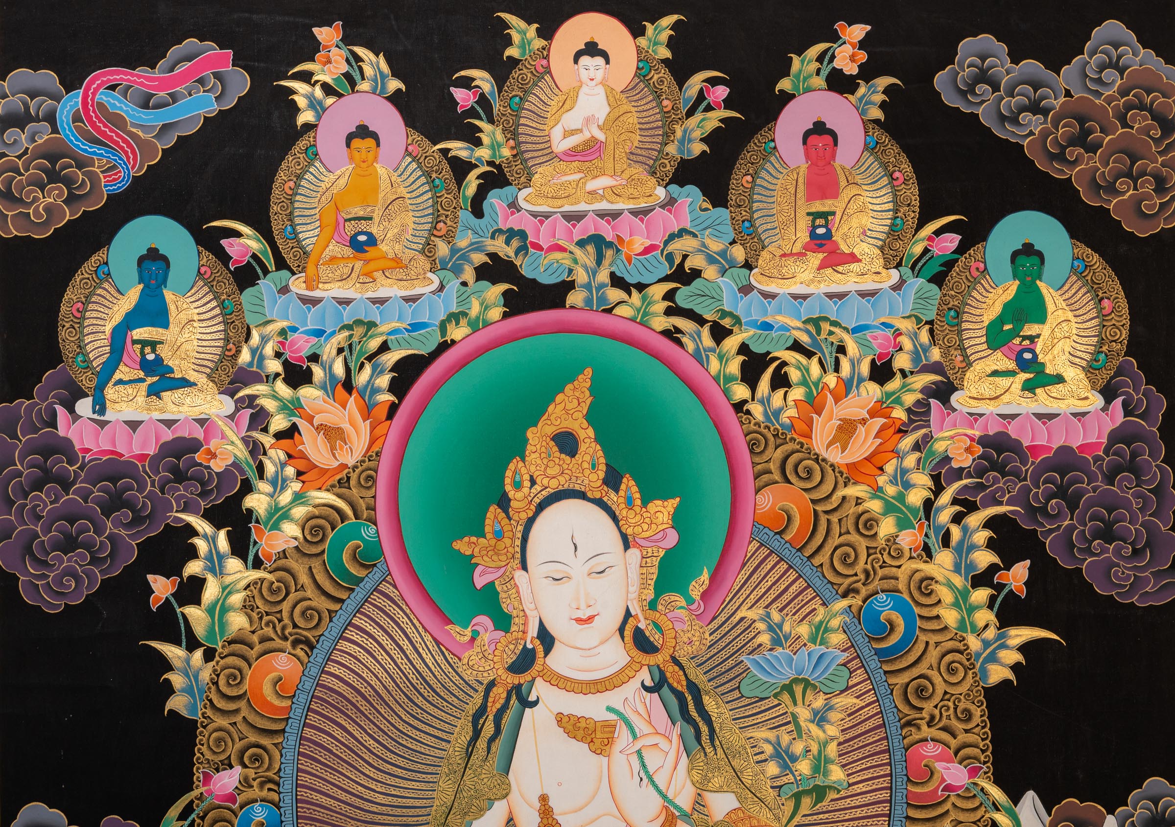 White Tara Thangka - Sacred Tibetan Painting