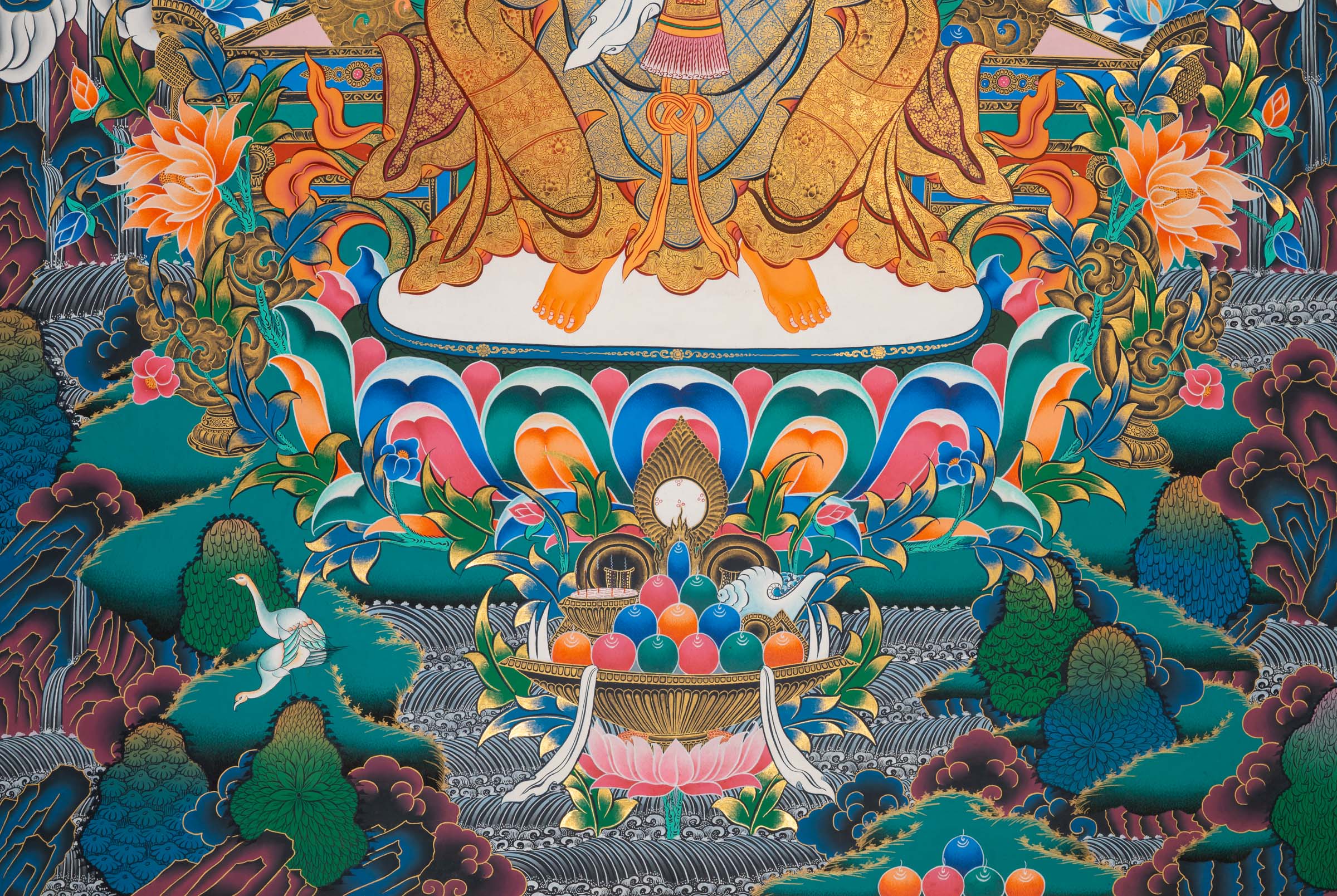 Maitreya Buddha Thangka - Sacred Handpainted Art