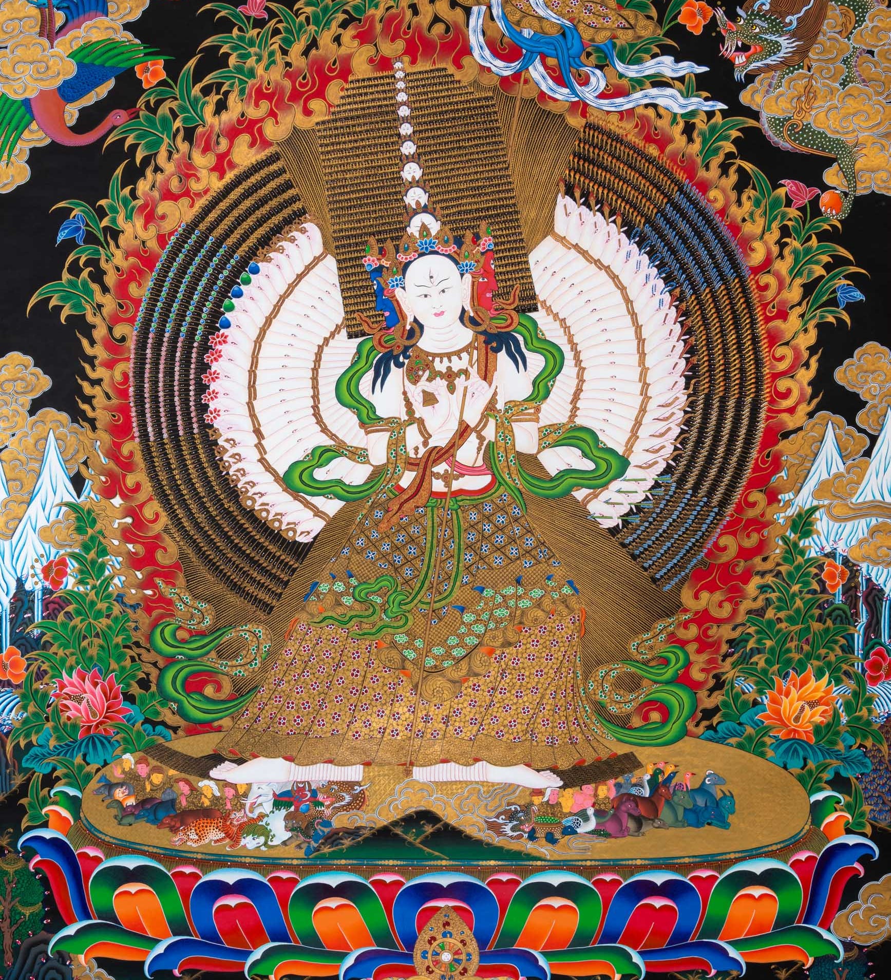 Dukkar (Sitatapatra) Thangka - Sacred Tibetan Painting
