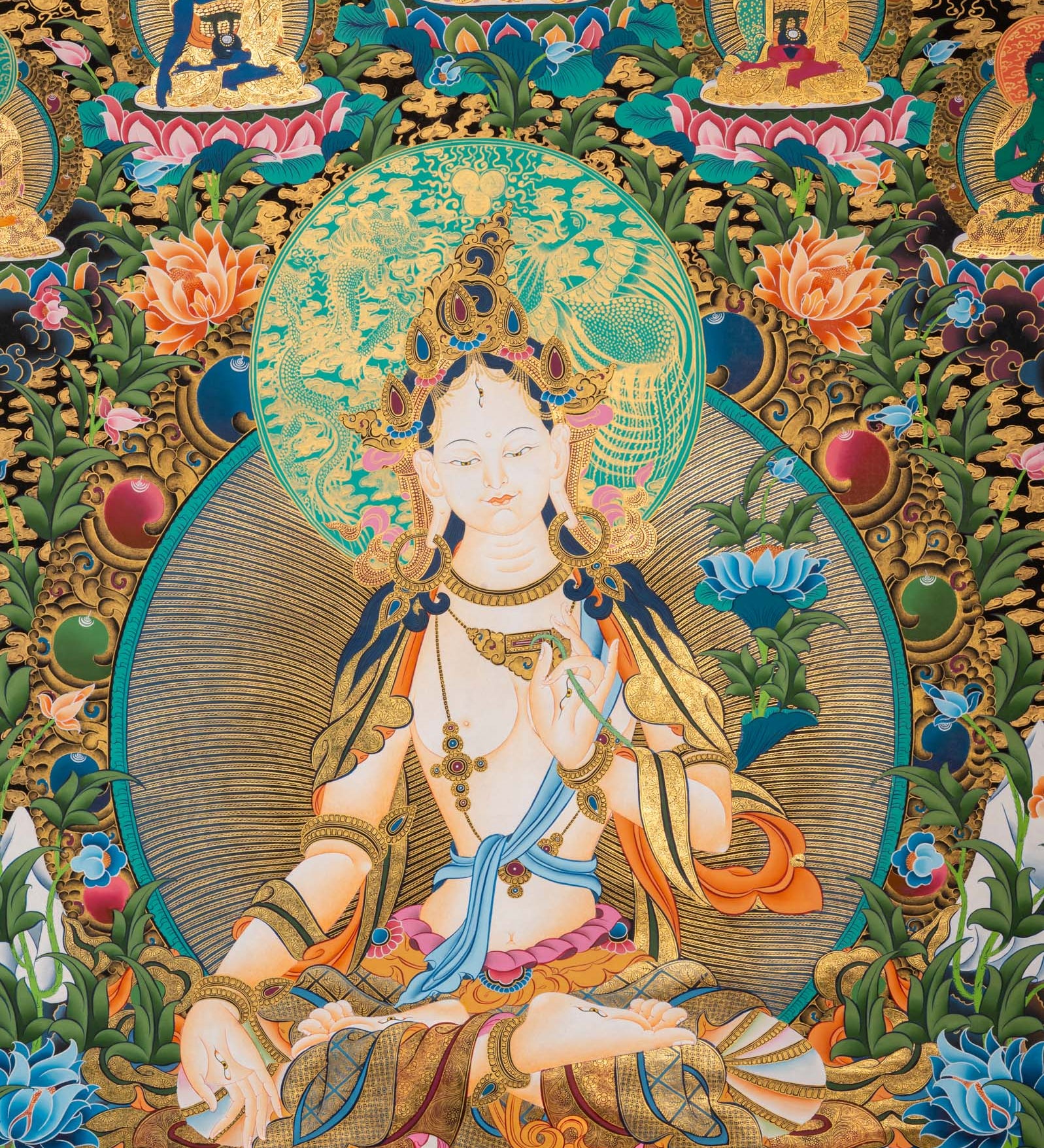 White Tara Thangka Painting - Sacred Art