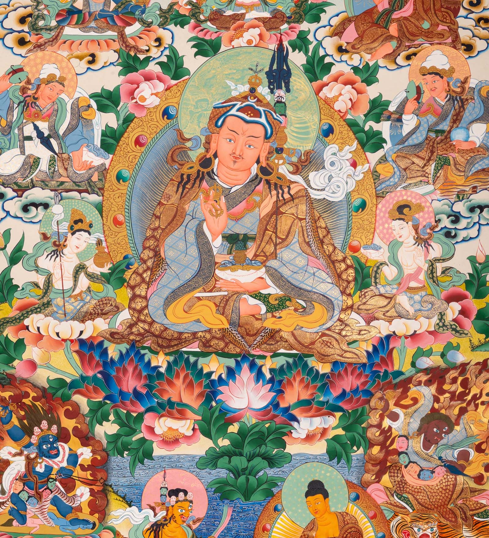 Guru Rinpoche (Padmasambhava) Thangka - Sacred Tibetan Painting