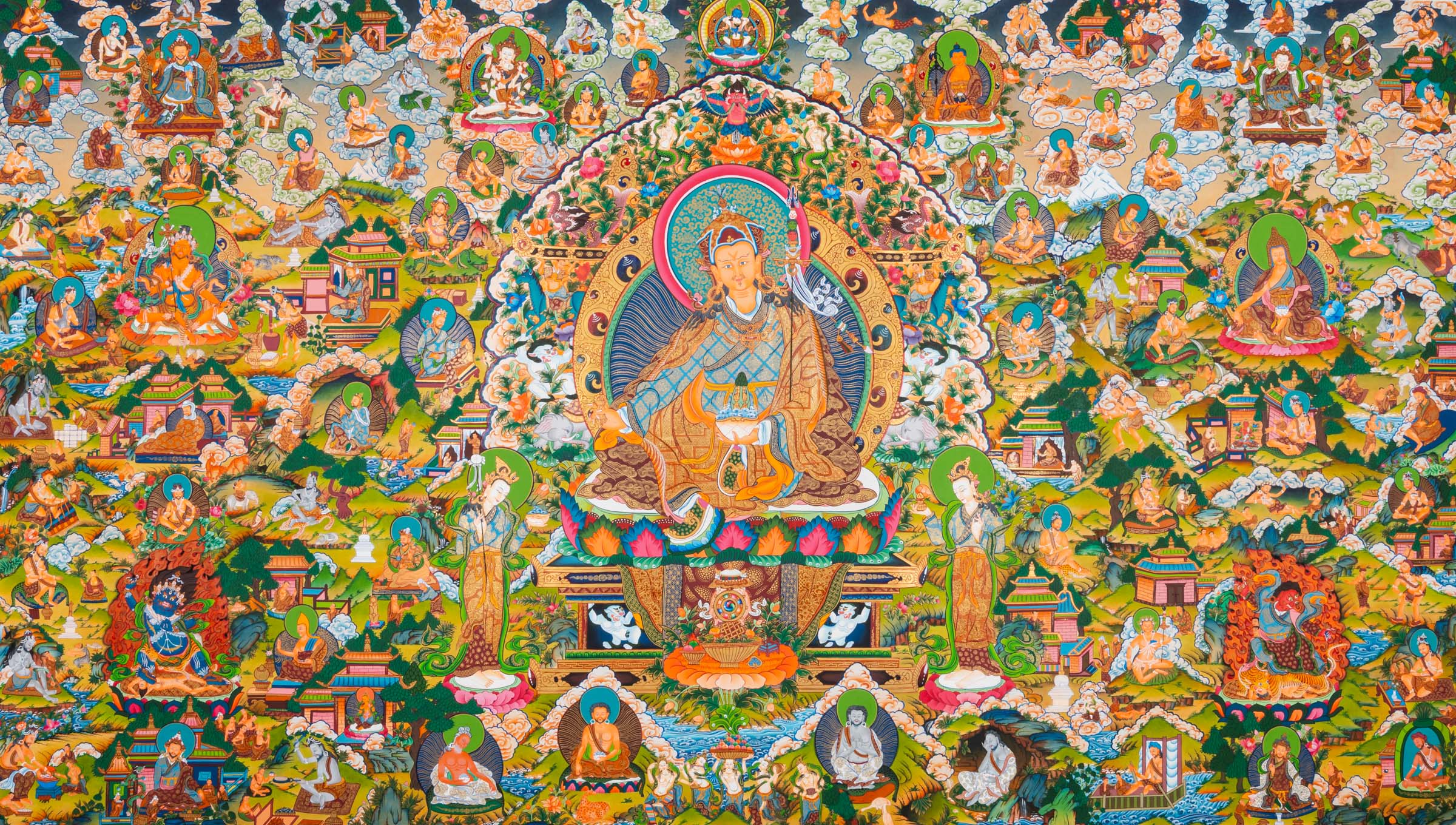 Guru Rinpoche Thangka Painting - Tibetan Handpainted Art