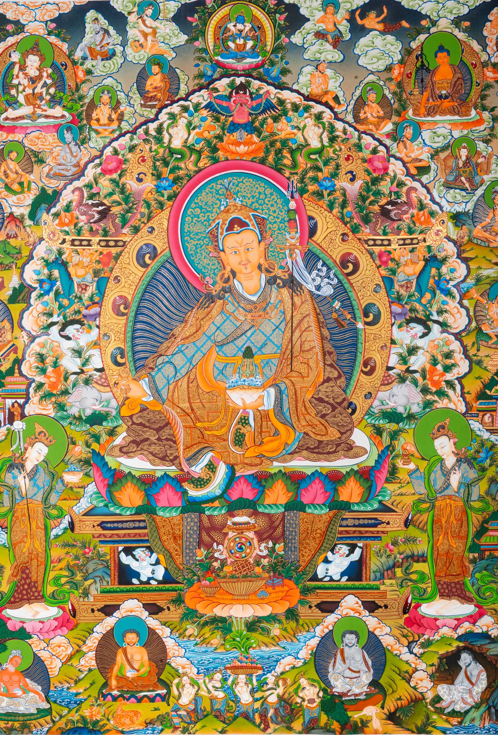 Guru Rinpoche Thangka Painting - Tibetan Handpainted Art
