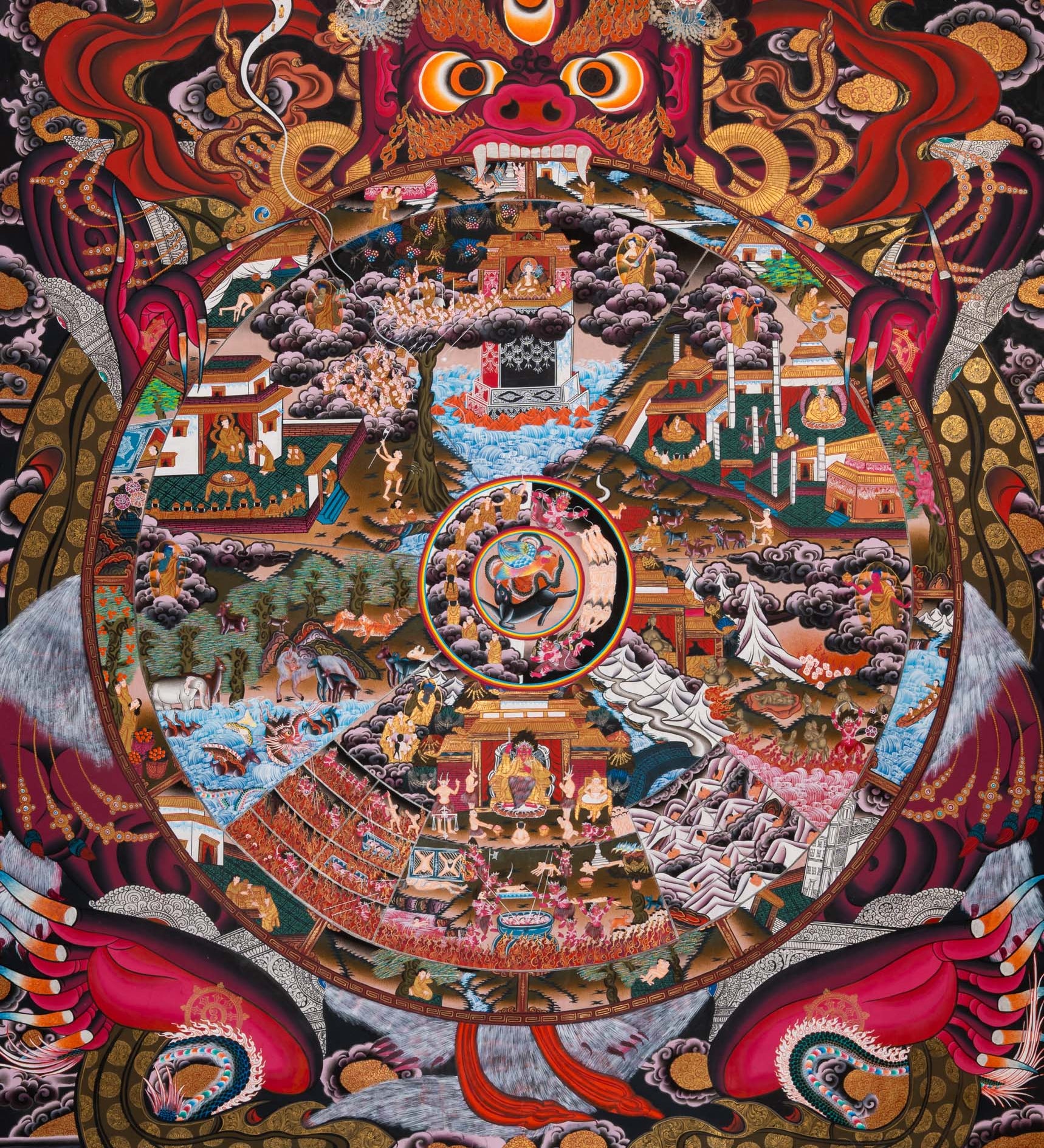 Wheel of Life Thangka - Sacred Tibetan Painting