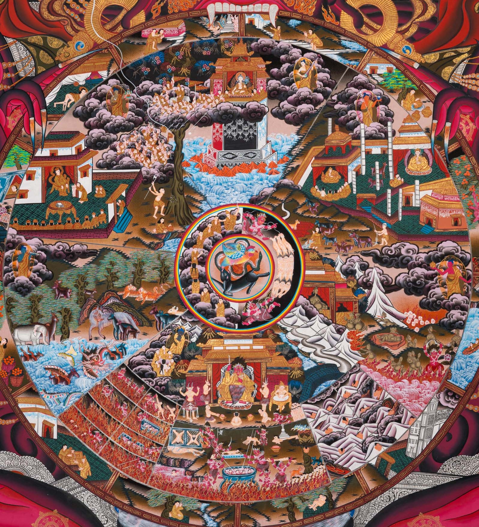 Wheel of Life Thangka - Sacred Tibetan Painting