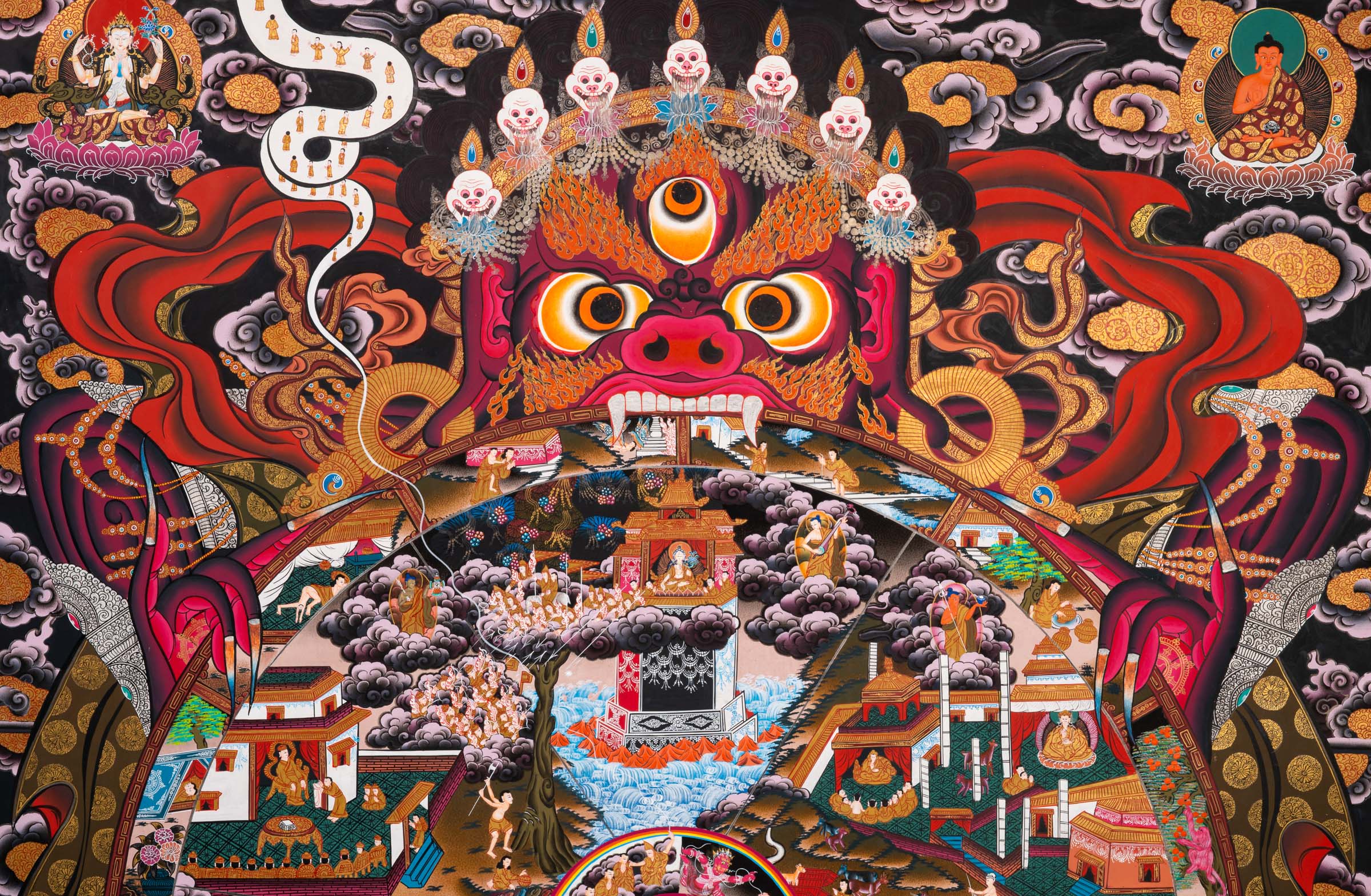 Wheel of Life Thangka - Sacred Tibetan Painting