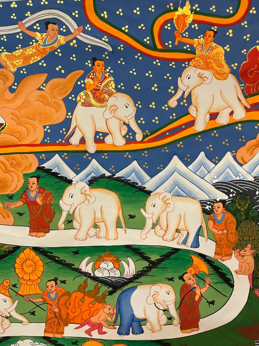 Way to Heaven Thangka for wall hanging decor.