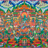 Masterpiece Green Tara Thangka  for sacred wall hanging decor.
