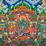 Masterpiece Green Tara Thangka  for sacred wall hanging decor.