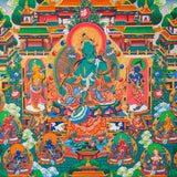 Masterpiece Green Tara Thangka  for sacred wall hanging decor.