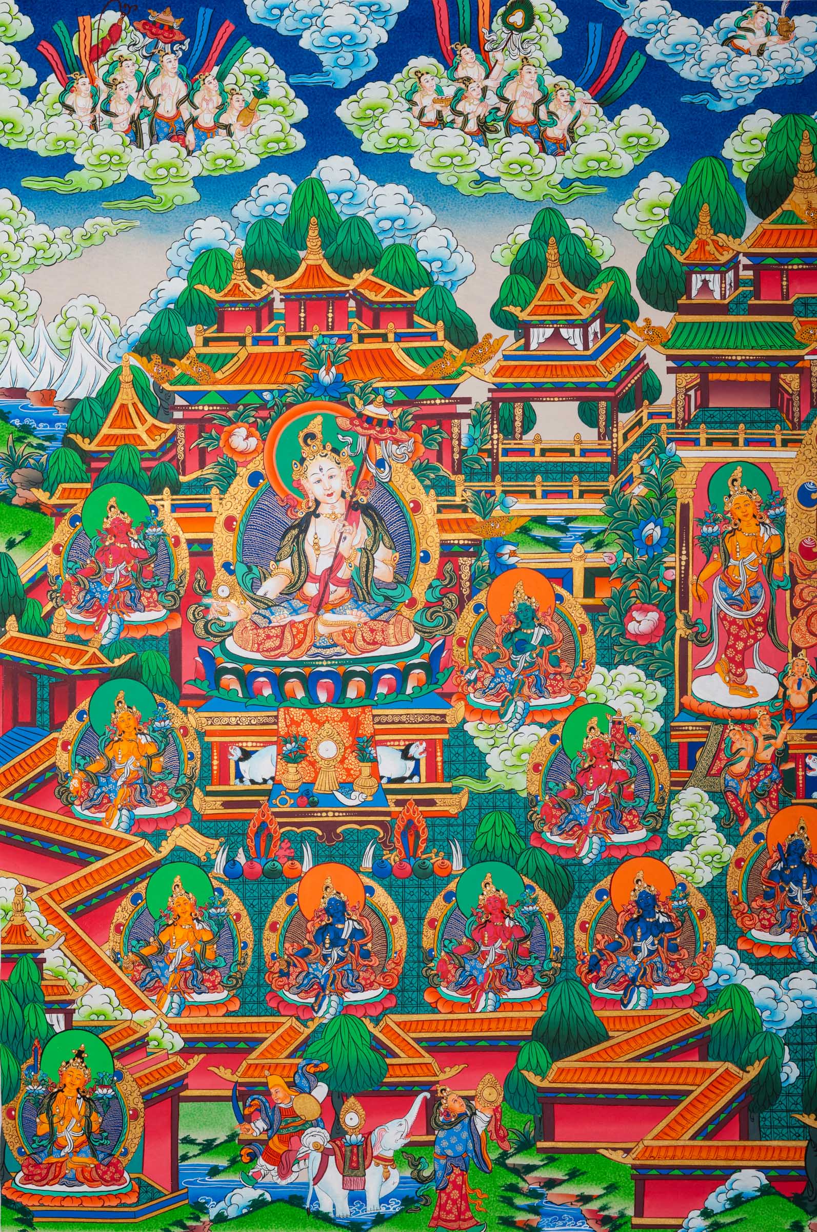 Masterpiece Green Tara Thangka  for sacred wall hanging decor.