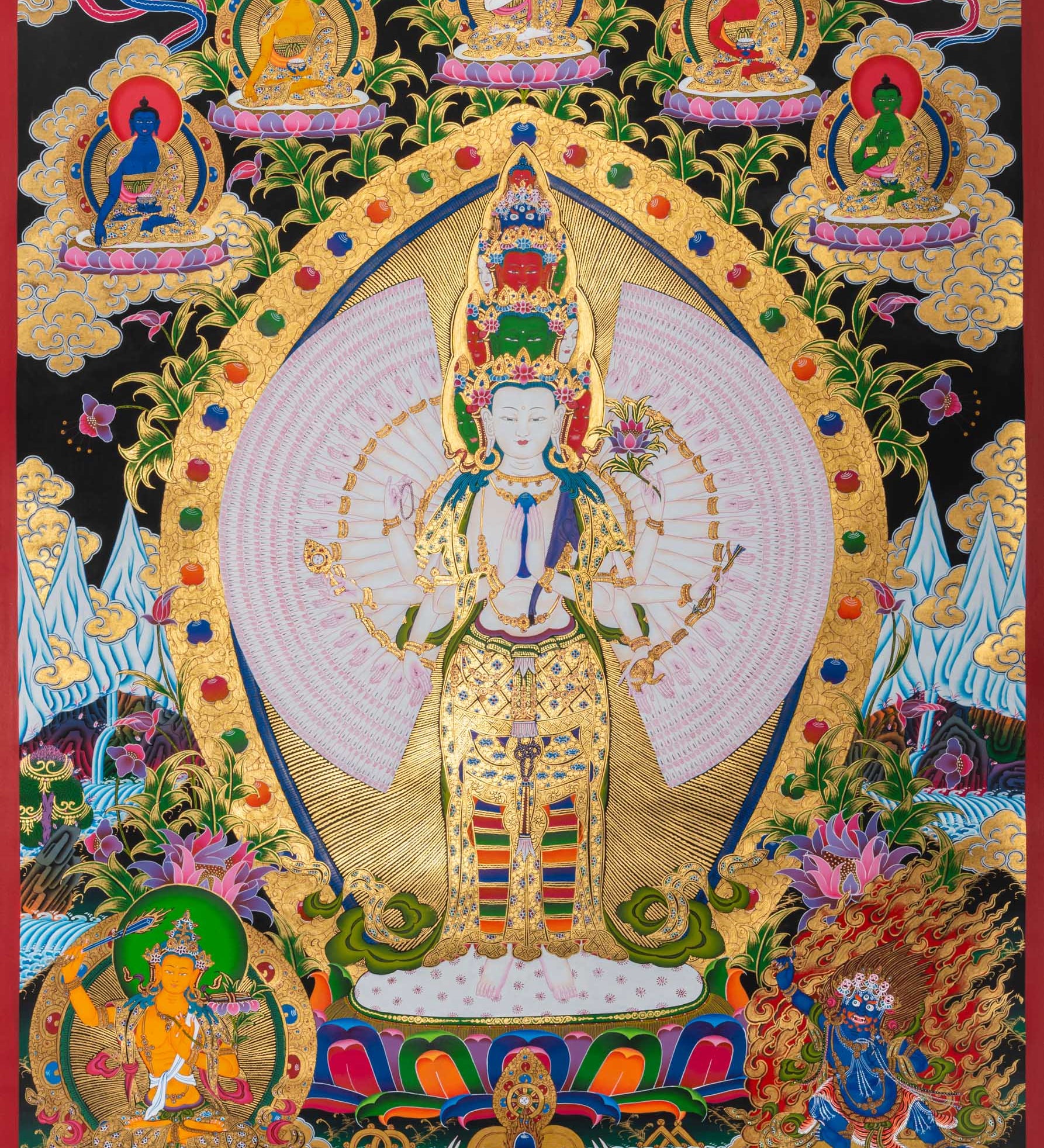 1000 Armed Avalokiteshvara Thangka - Handpainted Tibetan art