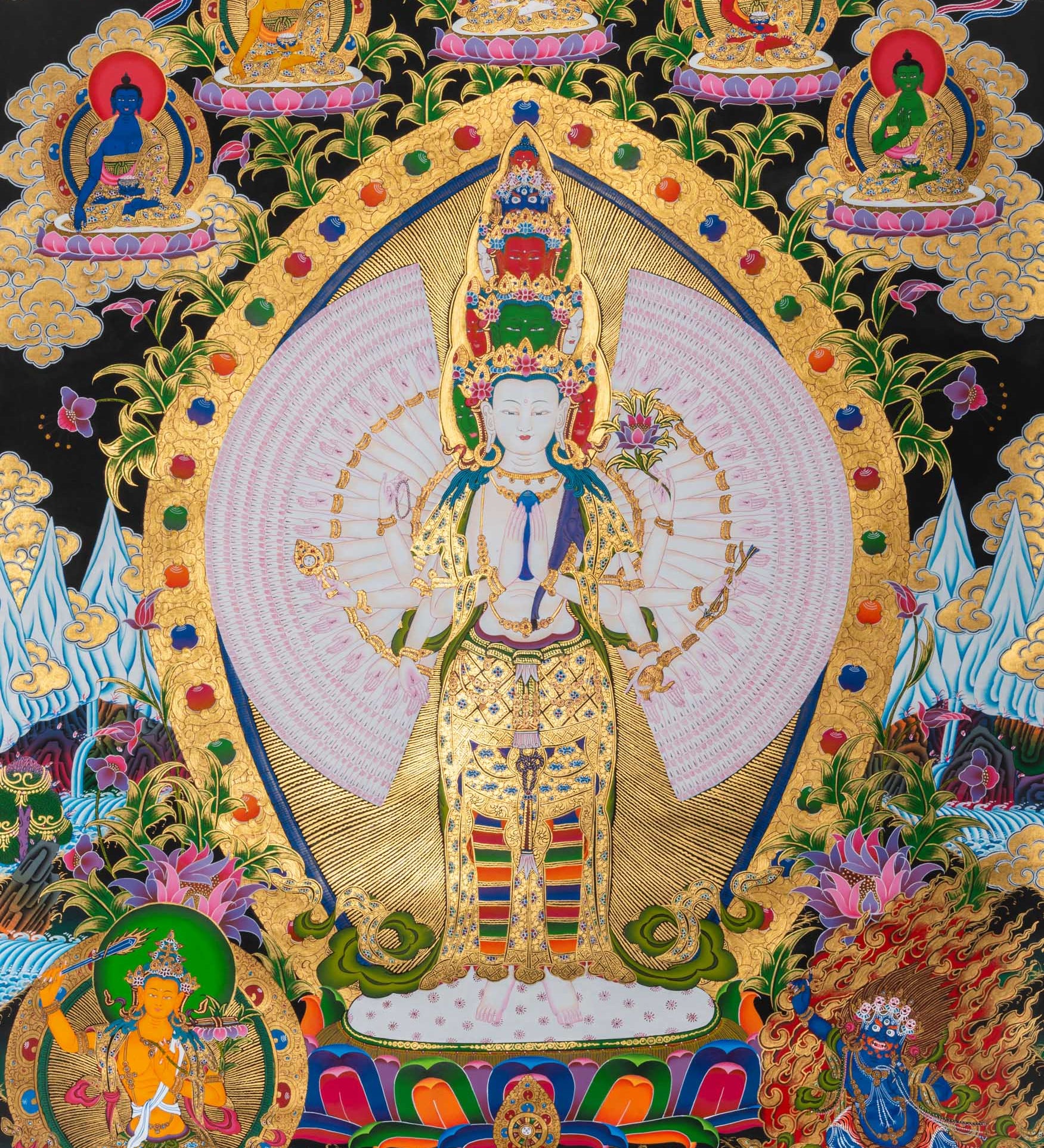 1000 Armed Avalokiteshvara Thangka - Handpainted Tibetan art