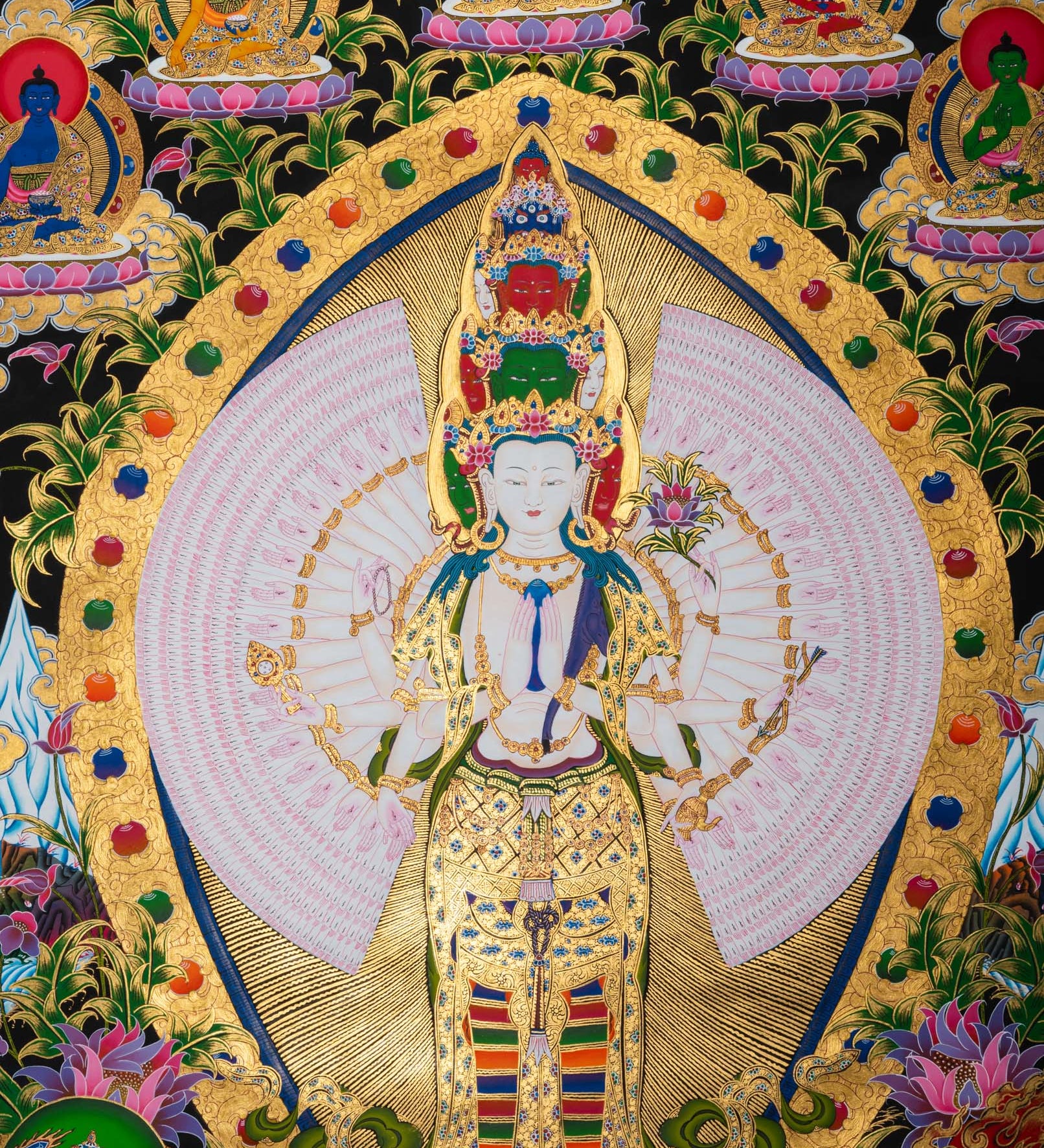 1000 Armed Avalokiteshvara Thangka - Handpainted Tibetan art