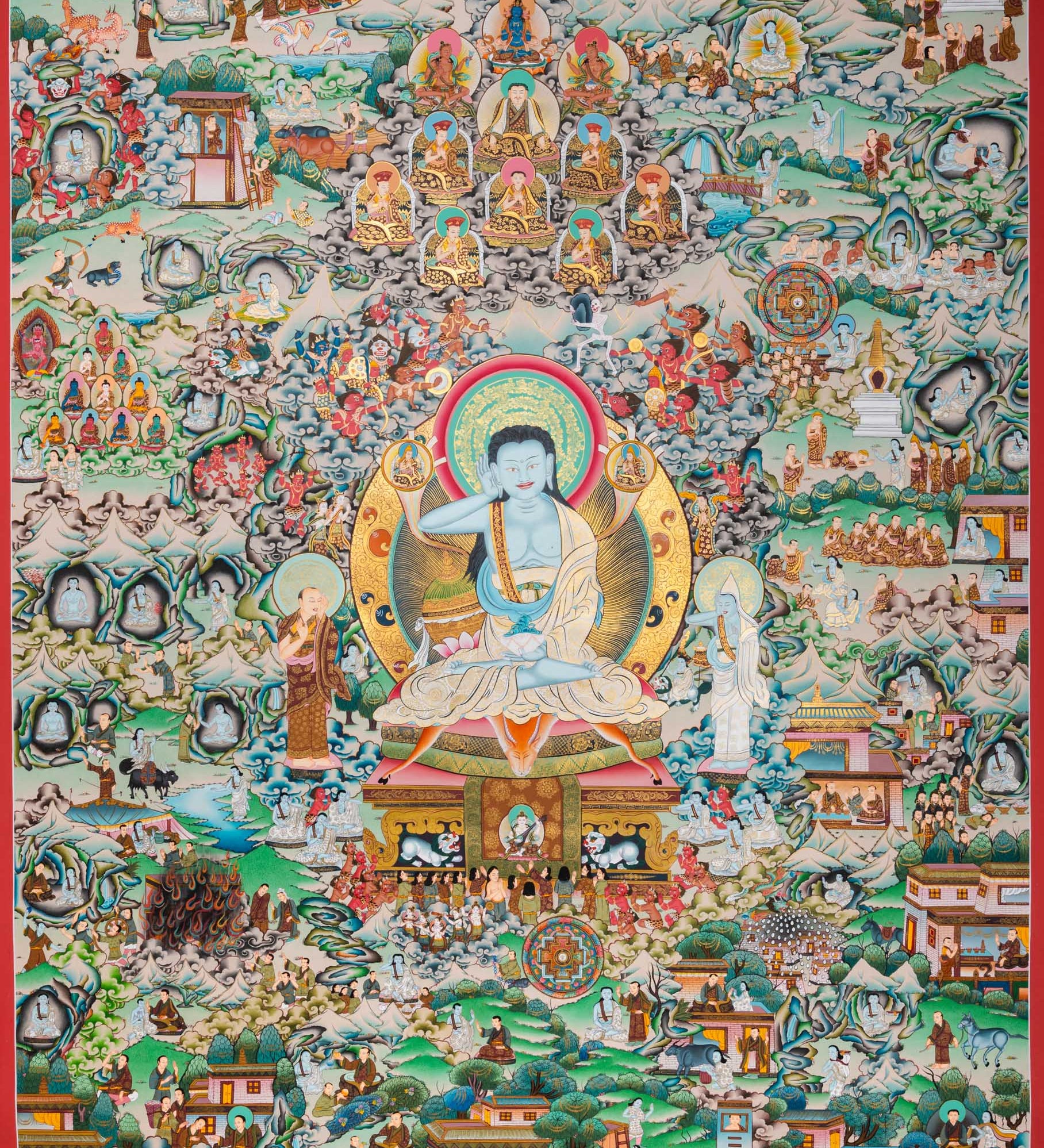 Hand-Painted Thangka of Jetsun Milarepa - Tibetan Painting