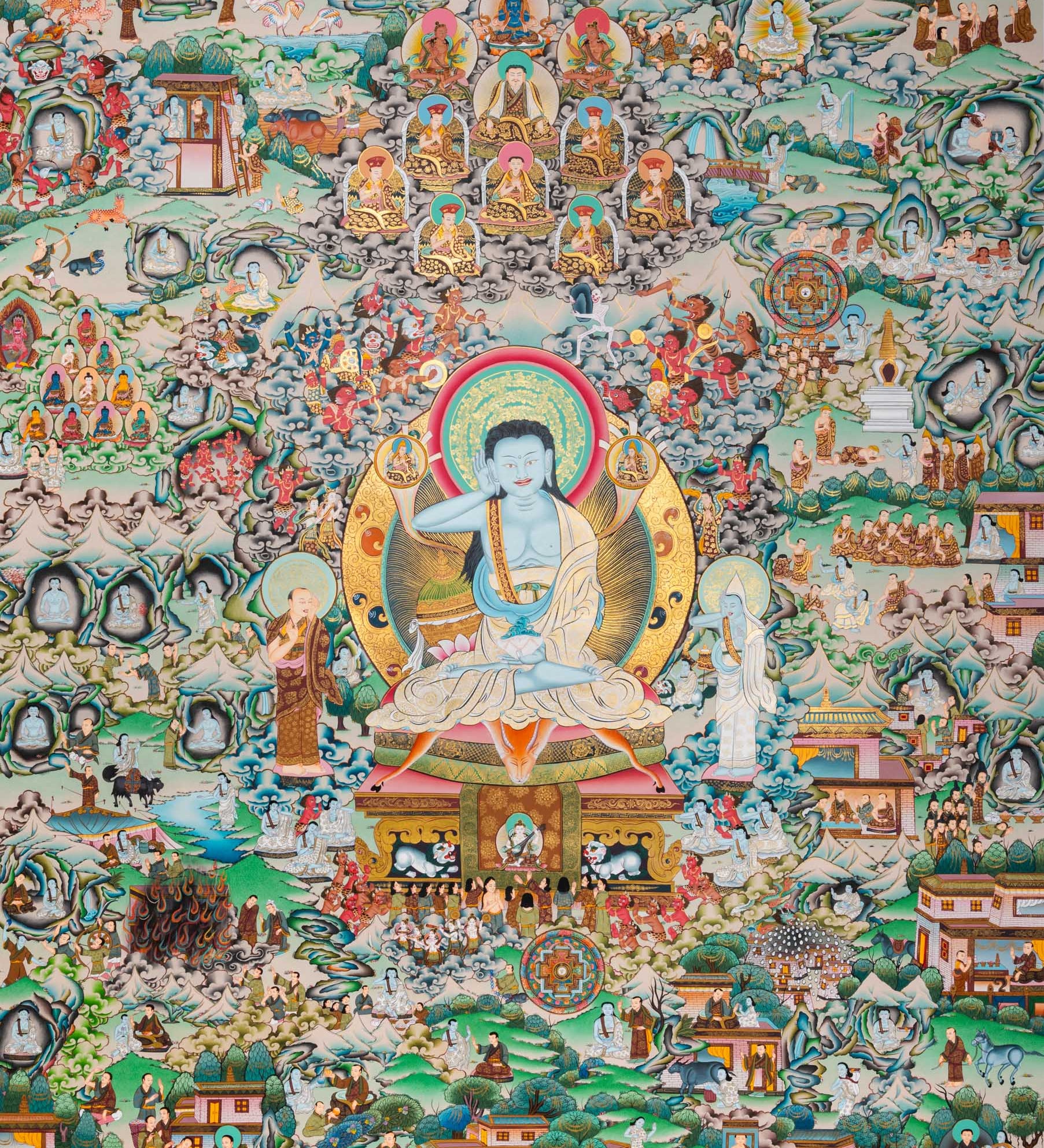 Hand-Painted Thangka of Jetsun Milarepa - Tibetan Painting