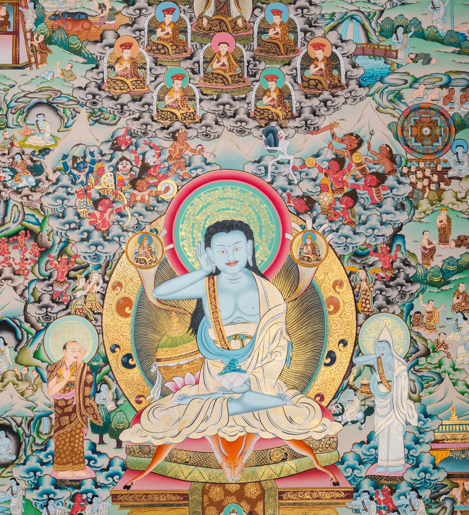Hand-Painted Thangka of Jetsun Milarepa - Tibetan Painting