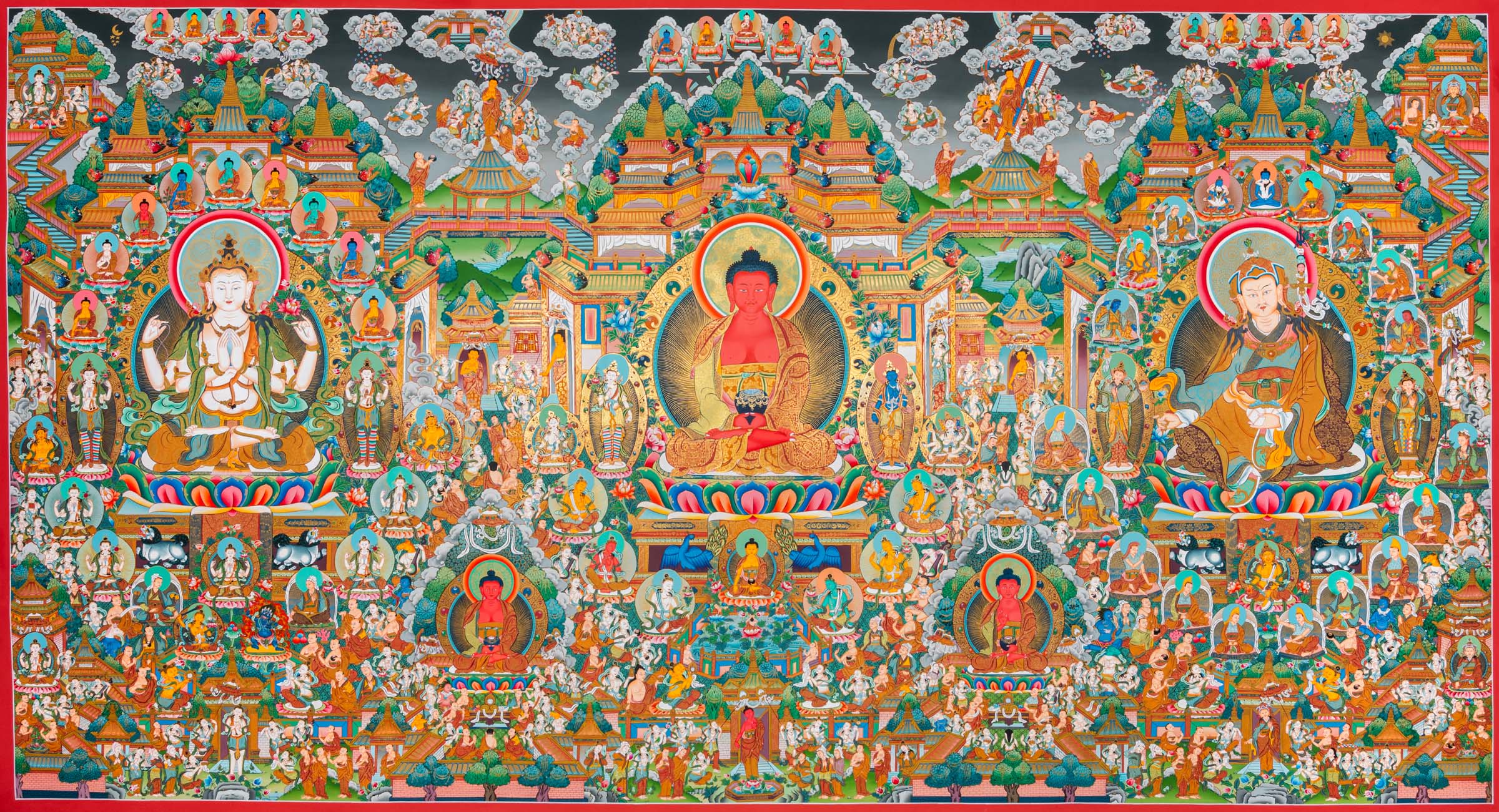 Amitabha Buddha Thangka - Handpainted Tibetan Art