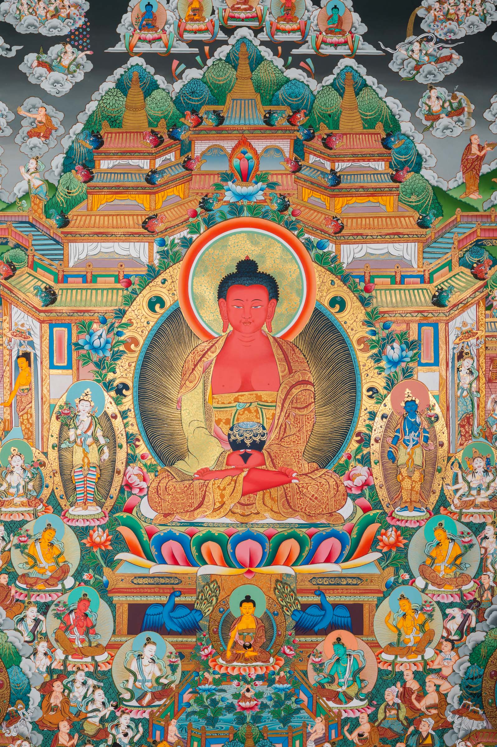Amitabha Buddha Thangka - Handpainted Tibetan Art