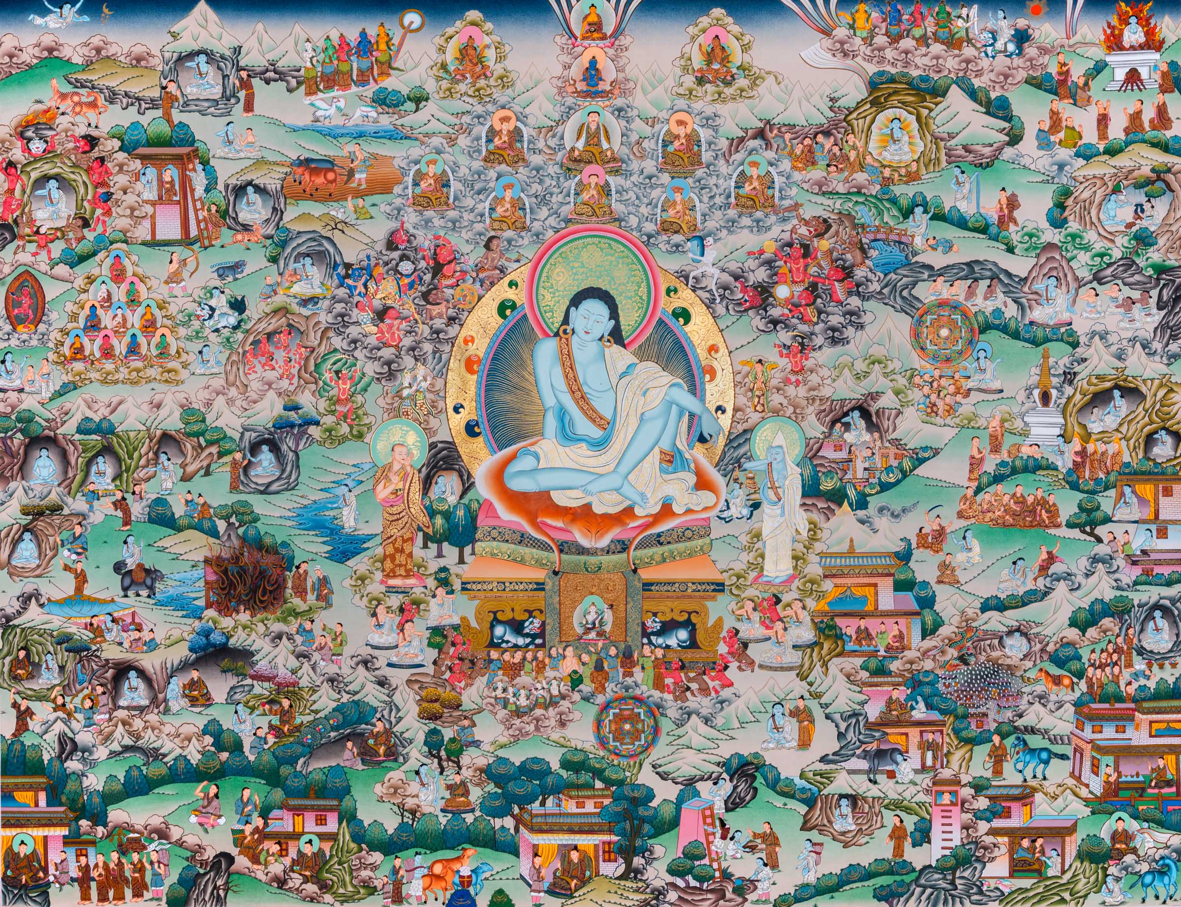 Milarepa Thangka Painting - Sacred Handpainted Art