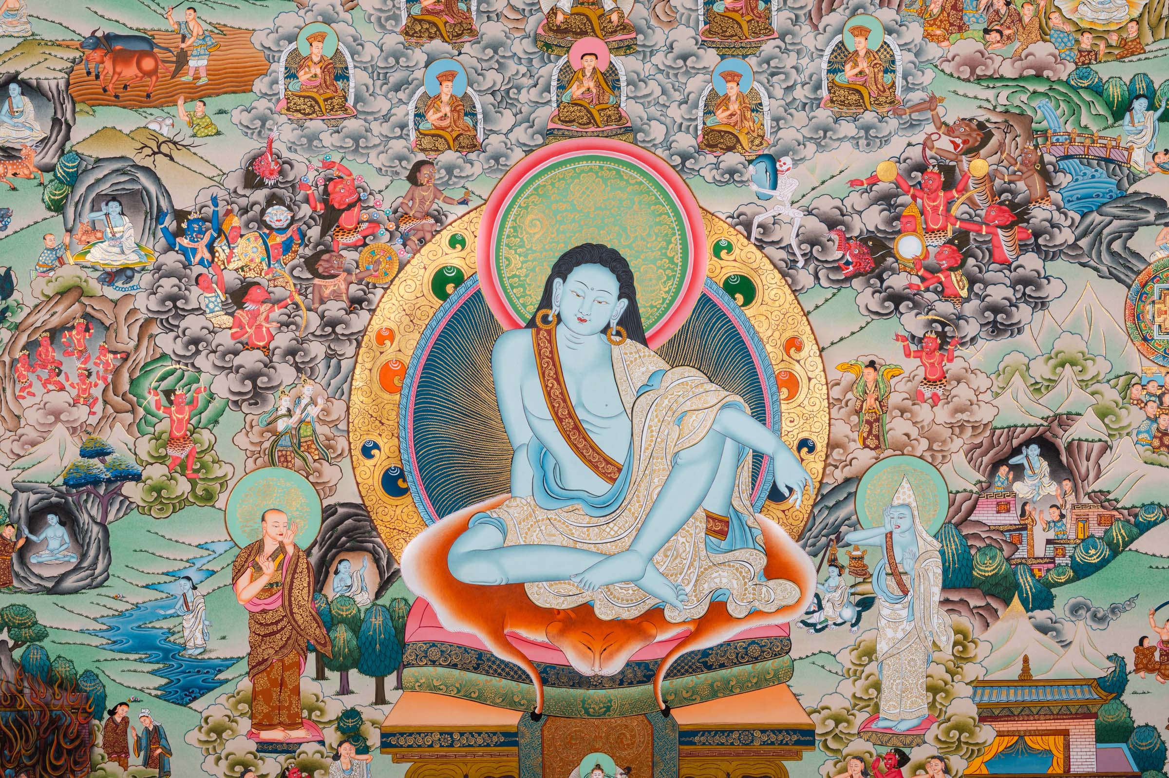 Milarepa Thangka Painting - Sacred Handpainted Art