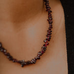 Red Garnet crystal chips necklace wine color