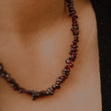 Red Garnet crystal chips necklace wine color