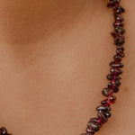Red Garnet crystal chips necklace wine color