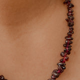 Red Garnet crystal chips necklace wine color