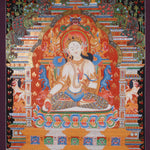 White Tara (Temple) Thangka Painting for prayer and meditation.