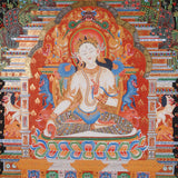 White Tara (Temple) Thangka Painting for prayer and meditation.