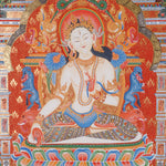 White Tara (Temple) Thangka Painting for prayer and meditation.