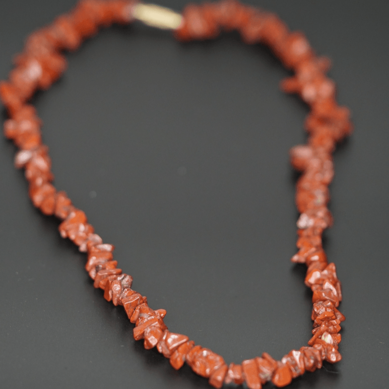 Red Jasper crystal chips necklace handmade originally in Nepal